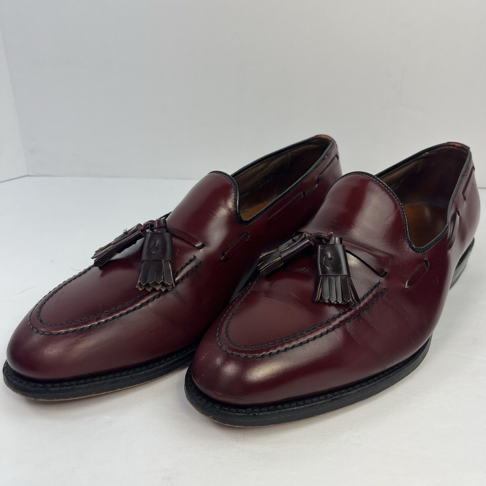 Allen Edmonds Grayson Shoes Men's Size 8.5D Slip-On Loafer Burgandy Tassel